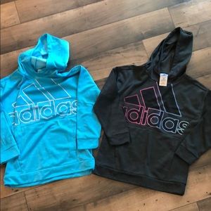 Girls addidas hooded sweatshirts, size L/14